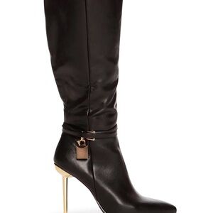Black Leather Stiletto Boots